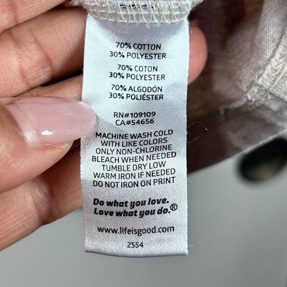 Life is Good Tan Ice Hockey Theme V-Neck Long Sleeve T-shirt Womens Large - Picture 9 of 11